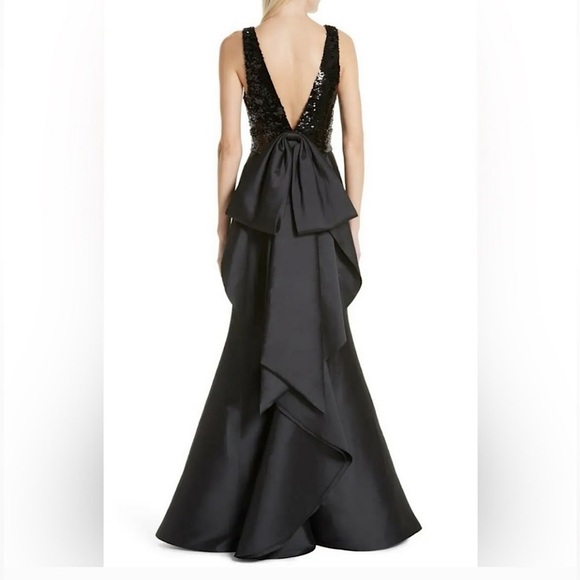 Sachin & Babi Women's Topanga Gown Black Sequin Formal Dress Long Bow - Picture 2 of 2